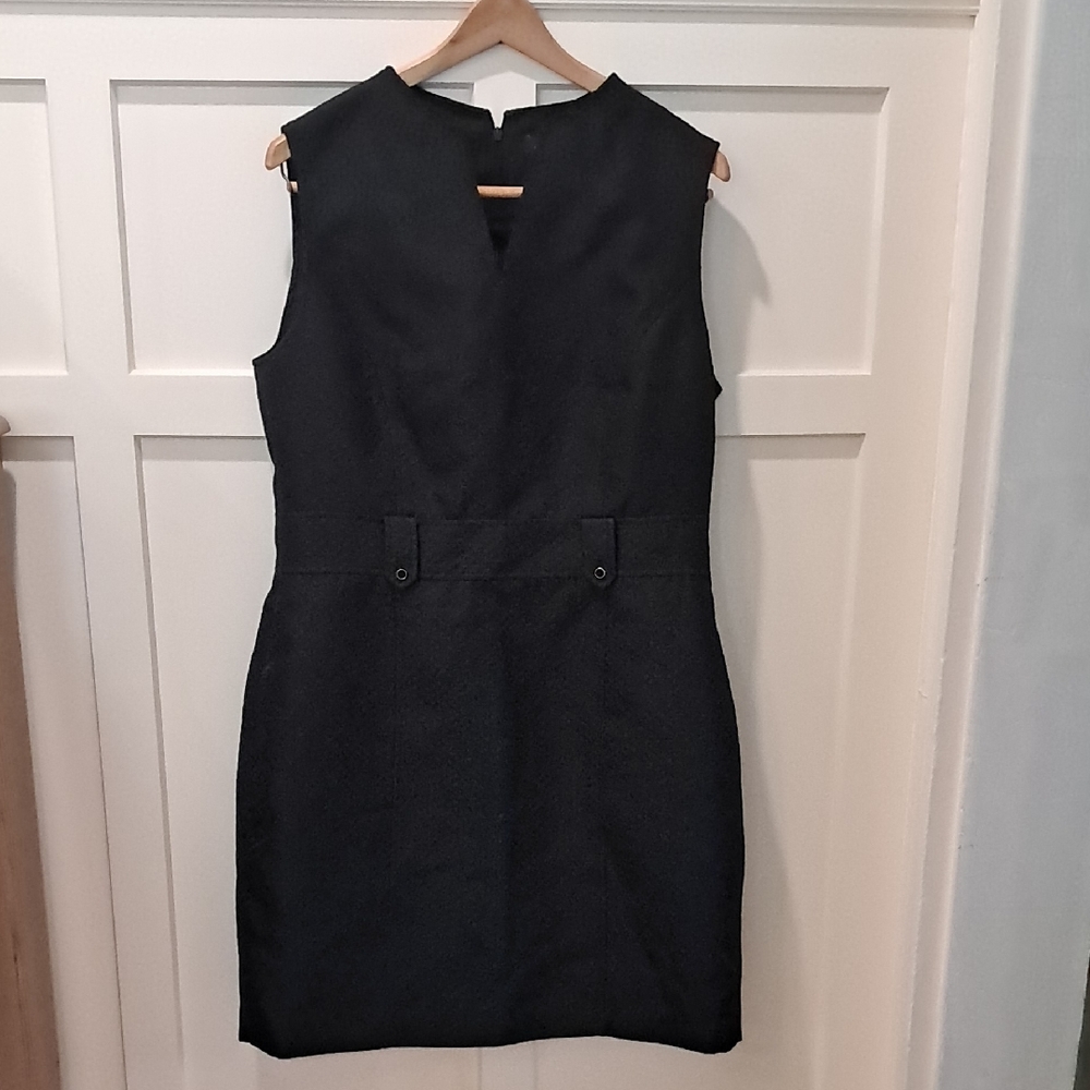 Tahari Textured Black Sleeveless Dress Sz 14